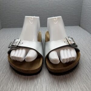 Birkenstock Madrid Silver Sandals Womens EU 36 US 5 Single Strap Slide Buckle